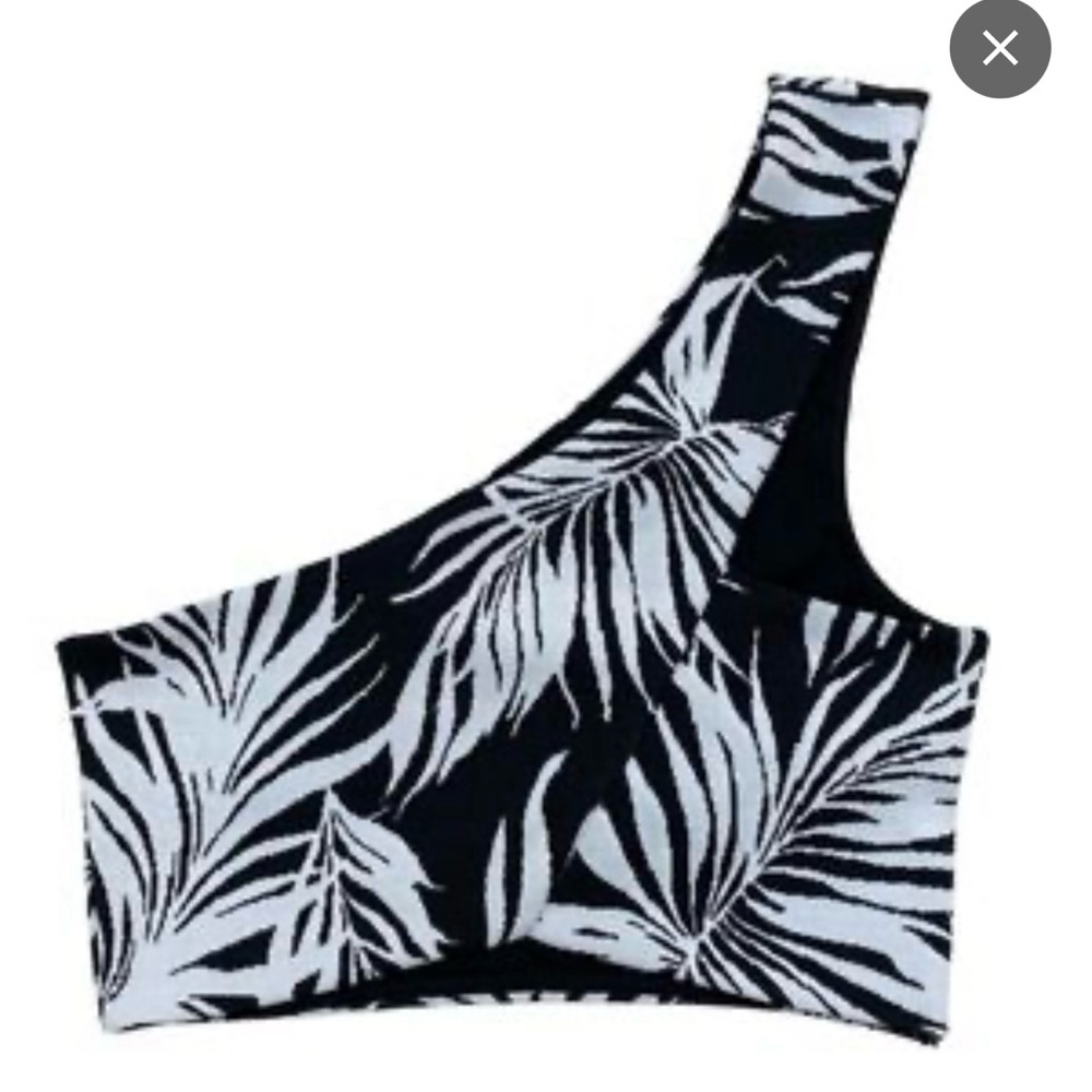 NWT Zara Asymmetrical Tropical‎ Leaf Sleeve Tank Crop Top One Shoulder L